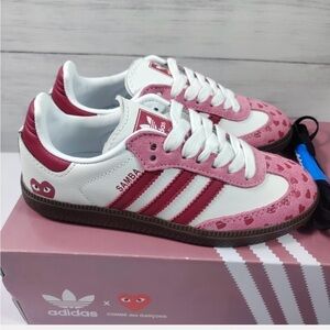 adidas Samba Pink and White Comme des Garcons